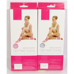 TWO NEW PAIRS OF MOISTURIZING GEL HEEL SOCKS