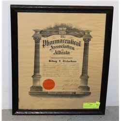 ANTIQUE (1923) AB PHARMACEUTICAL CERTIFICATE IN