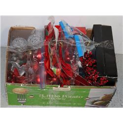 BOX OF ASSORTED CHRISTMAS ORNAMENTS