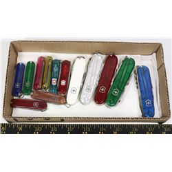 BOX LOT OF 13 VICTORINOX SWISS ARMY KNIVES