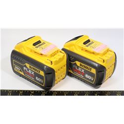 2 DEWALT FLEX VOLT20/60 V MAX LITHIUM BATTERIES