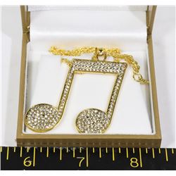 UNISEX  MUSIC SYMBOL NECKLACE PENDANT GOLD FILLED