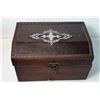 Image 3 : 22)  WOOD AND LEATHER TREASURE CHEST