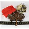 Image 1 : ESTATE BOX OF COLLECTABLES HAND CARVED WOOD MAPLE