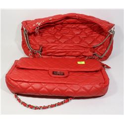 TWO RED FAUX LEATHER PURSES