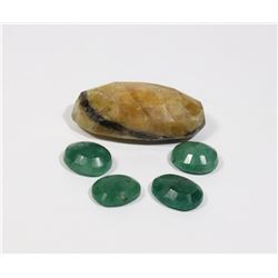 #87-YELLOW SAPPHIRE & EMERALD GEMSTONE 125.65ct