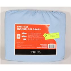 NEW TWIN 3-PC SHEET SET - BLUE - GENERAL,
