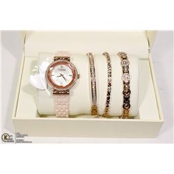 NEW ANNE KLEIN CERAMIC WATCH SET SWAROVSKI