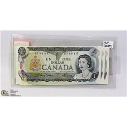 3-PCS CONSECUTIVE 1973 ONE DOLLAR BILLS