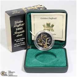 2003 STERLING SILVER GOLD PLATE DAFFODIL 50c COIN