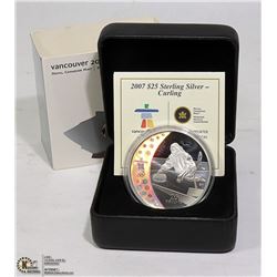 2007 SILVER CURLING OLYMPIC $25 COIN