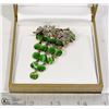 Image 1 : RHINESTONE BROOCH WITH JADE STYLE STONES