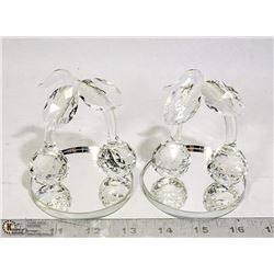 LOT OF 2 CRYSTAL WILD CHERRY ORNAMENTS