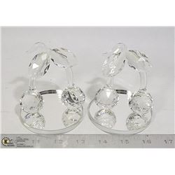 LOT OF 2 CRYSTAL WILD CHERRY ORNAMENTS