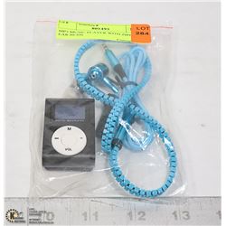 MP3 MUSIC PLAYER WITH ZIPPER EAR BUDS