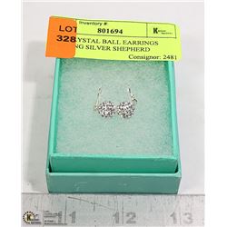NEW CRYSTAL BALL EARRINGS STERLING SILVER SHEPHERD
