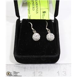 NEW CRYSTAL BALL EARRINGS STERLING SILVER SHEPHERD