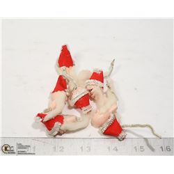 6 SANTA CHRISTMAS TREE ORNAMENTS FROM 1940'S