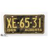 Image 1 : 1969 ALBERTA LICENSE PLATE