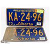 Image 1 : PAIR OF 1973 ALBERTA LICENSE PLATES