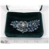 Image 1 : BLUE RHINESTONE FLOWER BROOCH