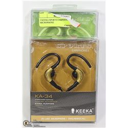 2 KEEKA SPORTS EARPHONES WITH MICROPHONE