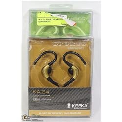 2 KEEKA SPORTS EARPHONES WITH MICROPHONE