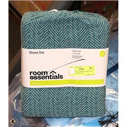 100% COTTON TWIN XL SHEET SET, NATURAL STRETCH