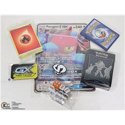 POKEMON SET OF CARDS, SLEEVES, PINS ETC.