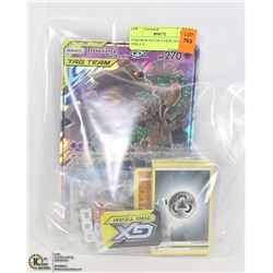POKEMON SET OF CARDS, SLEEVES, PINS ETC.