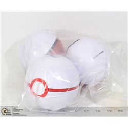 LOT OF 3 POKEBALLS WITH CARDS, DICE ETC.