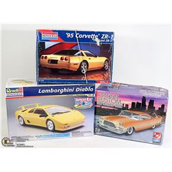 3 REVELL PLASTIC MODEL CARS