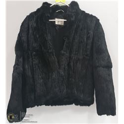 LADIES SZ MED BLACK RABBIT FUR JACKET