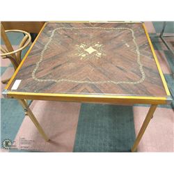 VINTAGE WOOD FOLD-AWAY CARD TABLE W/