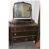 Image 1 : ANTIQUE WOODEN CHEST OF DRAWERS WITH MIRROR FRAME