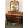 Image 1 : ANTIQUE WOODEN CHEST OF DRAWERS WITH MIRROR FRAME