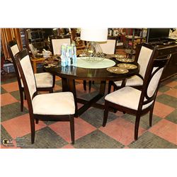 ROUND WOOD DINING TABLE SET WITH