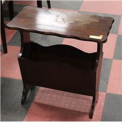 VINTAGE SOLID DARK WOOD SIDE TABLE