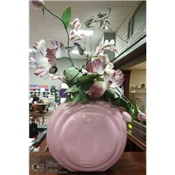 PINK FAUX FLORAL ARRANGEMENT WITH VASE