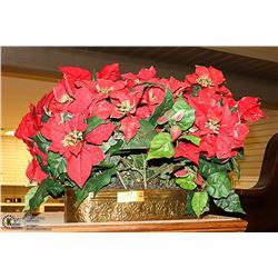 24" POINSETTIA IN BRASS PLANTER