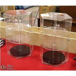 LOT OF 2 LOCKABLE ROTATING DISPLAY CABINETS 18"