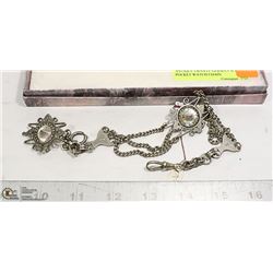 ANTIQUE ORNATE GERMAN SLIDE POCKET WATCH CHAIN
