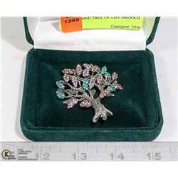 RHINESTONE TREE OF LIFE BROOCH