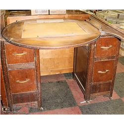ANTIQUE WOODEN VANITY WITH MIRROR FRAME