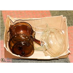 PYREX & CORNING VISIONS- ASSORTED BOX LOT