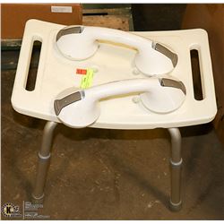 BATH CHAIR ADJUSTABLE AND 2 SAFETY GRIPS
