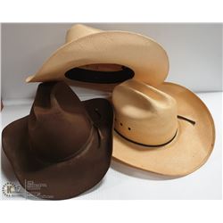 FLAT WITH 3 VINTAGE COWBOY HATS