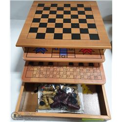 Multiple Board Games In One WOODEN MULTI BOARD GAME SET