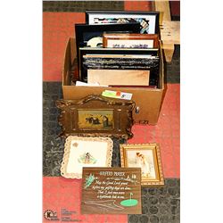 LOT OF FRAMED ART AND PHOTOS