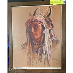 PORTRAIT OF BLACKFOOT CHIEF 1907  12"X15"